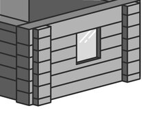 Illustration Blockhaus mit Fenster