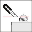 Illustration of a cartridge that is cut at an angle with the help of a cutter knife and opened to match the width of the joint.