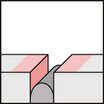 Illustration zweier Quadrate mit einer Rundschnur im Zwischenraum und rot bestrichener Oberfläche.