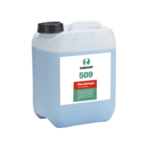 Produktbilder von 509 Glas Reiniger im Kanister, der Flasche und in der Sprühflasche